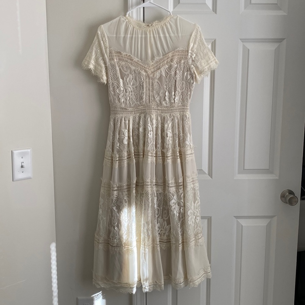 Cream off white lace dress
